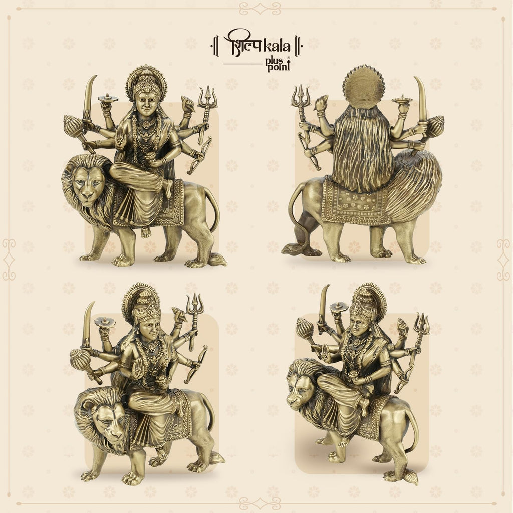 Shilpkala Brass Maa Durga Idol 5 Inch – Divine Durga MATA Murti for Pooja Mandir & Home Decor Accent, Brass Statue for Temple, Office & Room Decor, Festival & Gift (Coffee Antique)