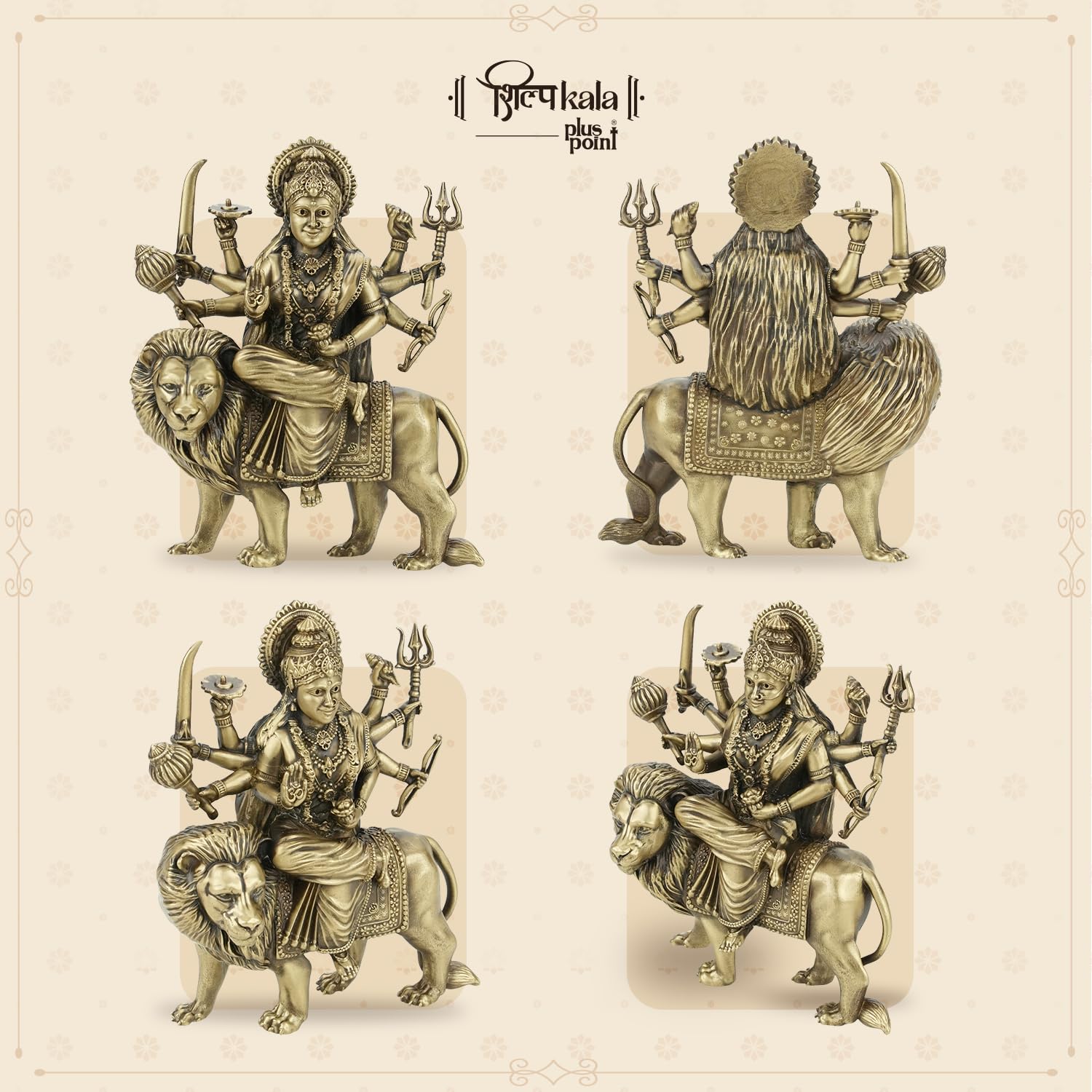 Shilpkala Brass Maa Durga Idol 5 Inch – Divine Durga MATA Murti for Pooja Mandir & Home Decor Accent, Brass Statue for Temple, Office & Room Decor, Festival & Gift (Coffee Antique)