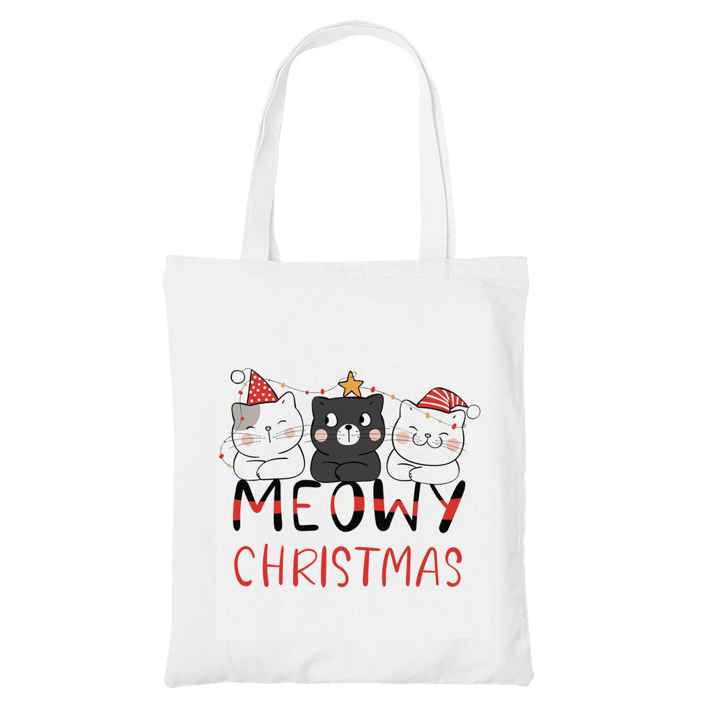 Happu-White Cotton Canvas Tote Bag with Zip | Happy Christmas Festive Print | Reusable, Washable & Eco-Friendly Multi-Purpose Tote for Women & Girls HPK-3436