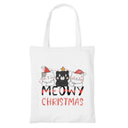 Happu-White Cotton Canvas Tote Bag with Zip | Happy Christmas Festive Print | Reusable, Washable & Eco-Friendly Multi-Purpose Tote for Women & Girls HPK-3436