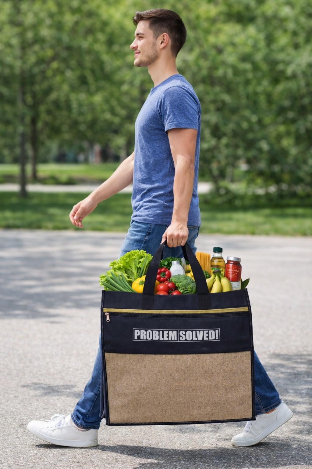 Canvas Shopping Bag Big Heavy Duty Large Eco Cotton Cloth Grocery Shopping Bag for Men Ladies Vegetable Milk Fruits with Hand Carry Handle Lunch Box Jhola Tote Bags Large Size 52x43x23