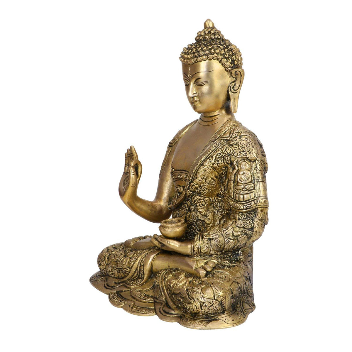 Svarup Brass Gautam Buddha Idol Tibet Buddha Buddhist Buddhism Decorative Figurines Murti for Height 11.5 Inch Weight 5 Kg Color Gold