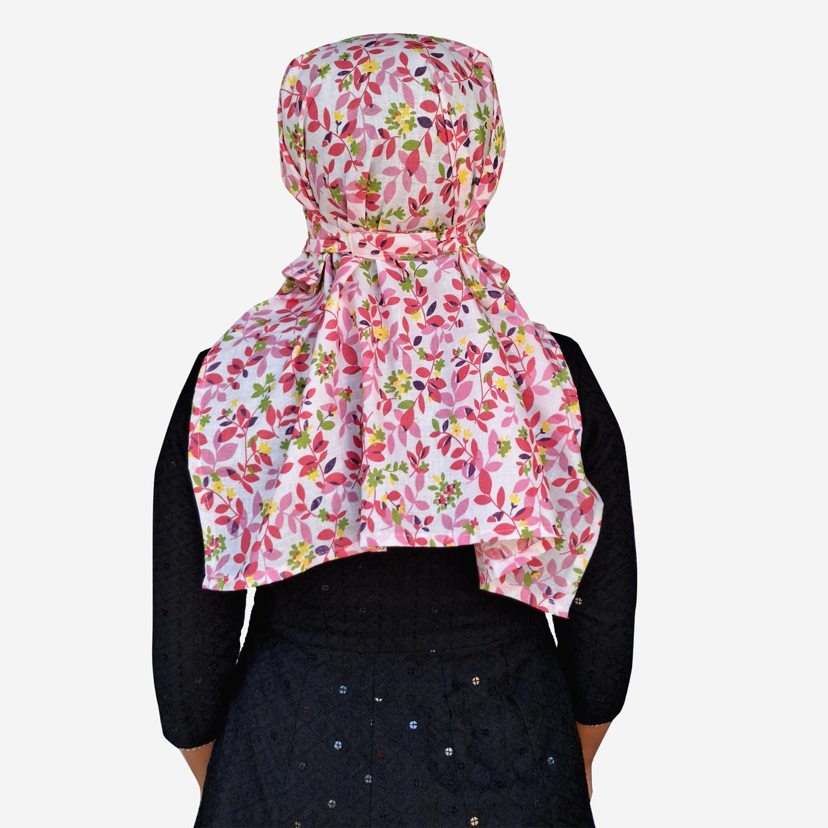 Switchon Pure Cotton Innovative scarf Hijab for Women with closer 3 inch Hook and Loop Tape for size adjustment for 12 yrs and above (Multi_Red)