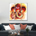 VIBECRAFTS Shree Ganesha Head 3 Pieces Canvas Wall Painting Fitted With Wooden Frame For Home | Office | Living Room | Gifts (PTVC3Pcs1_9577)