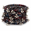 Handcrafted Fabric Bangles Set for Women & Girls with Ghungroo | Traditional Ethnic Cloth Wrapped Bangles | Floral Print Bracelet Set | Lightweight Fashion Jewelry for Festivals, Wedding & Daily Wear