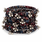 Handcrafted Fabric Bangles Set for Women & Girls with Ghungroo | Traditional Ethnic Cloth Wrapped Bangles | Floral Print Bracelet Set | Lightweight Fashion Jewelry for Festivals, Wedding & Daily Wear
