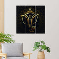 VIBECRAFTS 3 Pieces Shree Ganesha Canvas Wall Painting Fitted With Wooden Frame For Home | Office | Living Room | Gifts (PTVC3Pcs1_9589)