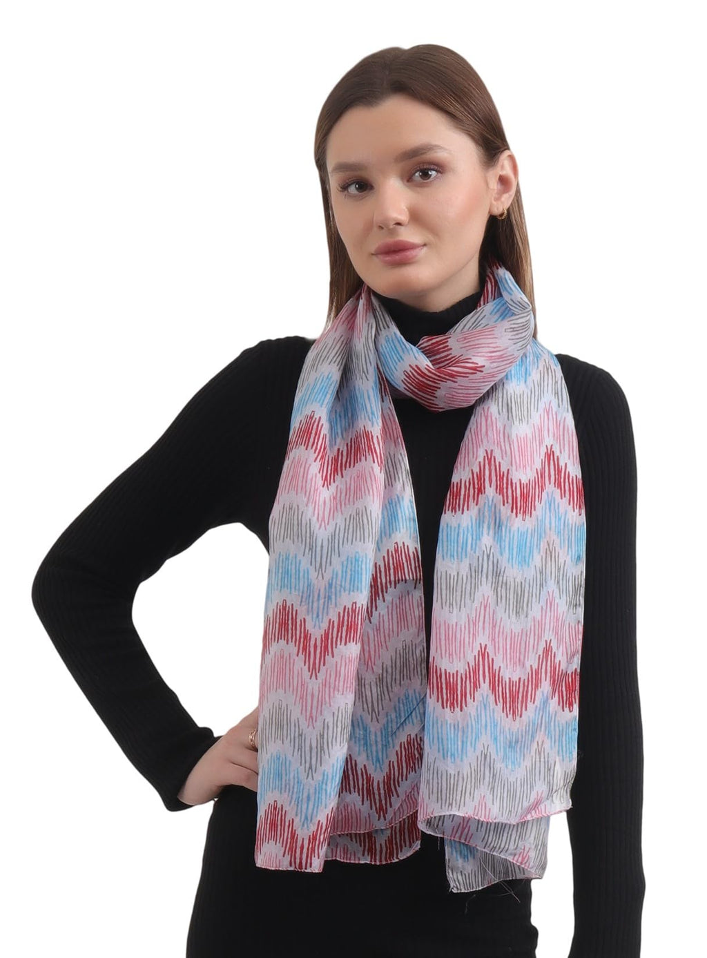 EH 100% Pure Mulberry Silk Scarf for Women, head scarf, neck scarf, hair scarf, digital printed long (22 X 72) (MC 7)
