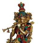 ARTVARKO Lord Murli Manohar Krishna Krishan Brass Statue Gift & Home Big Size Height 25 Inches