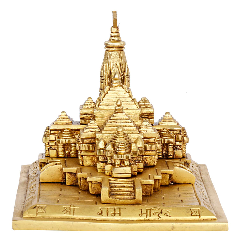 ARTVARKO Brass Shri Ram Mandir Ayodhya Miniature for Home Decor, Temple Gift (7x5.5x5 Inch)