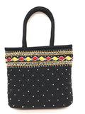 srishopify handicrafts Size MINI Basket Bags for Women Banjara Handmade Small Handle Bag for Girls Hand Purse 9x7x3 Inch cotton premium bags (Beads and Thread Work Handcraft bag)