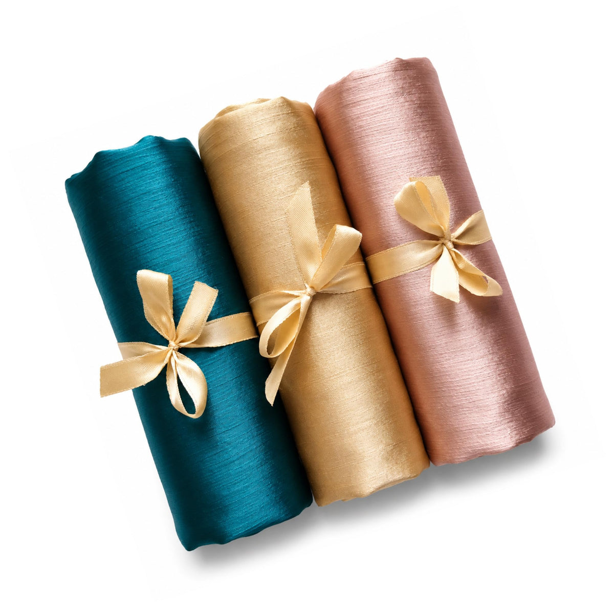Leaf & FEATHER™ Muna Satin Hijab Scarf for Women | Pack of 3 Hijab Set | 200 x 70 cm | Silky Smooth & Lightweight | Premium Everyday Color Collection (4. Teal Green - Gold - Rose Taupe)