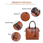 SYGA Pack Of 4 Women Handbag Set,Pu Leather Handbag With Crossbody Bag, Clutch Bag And Credit Card Holder Tote Bag (Brown)
