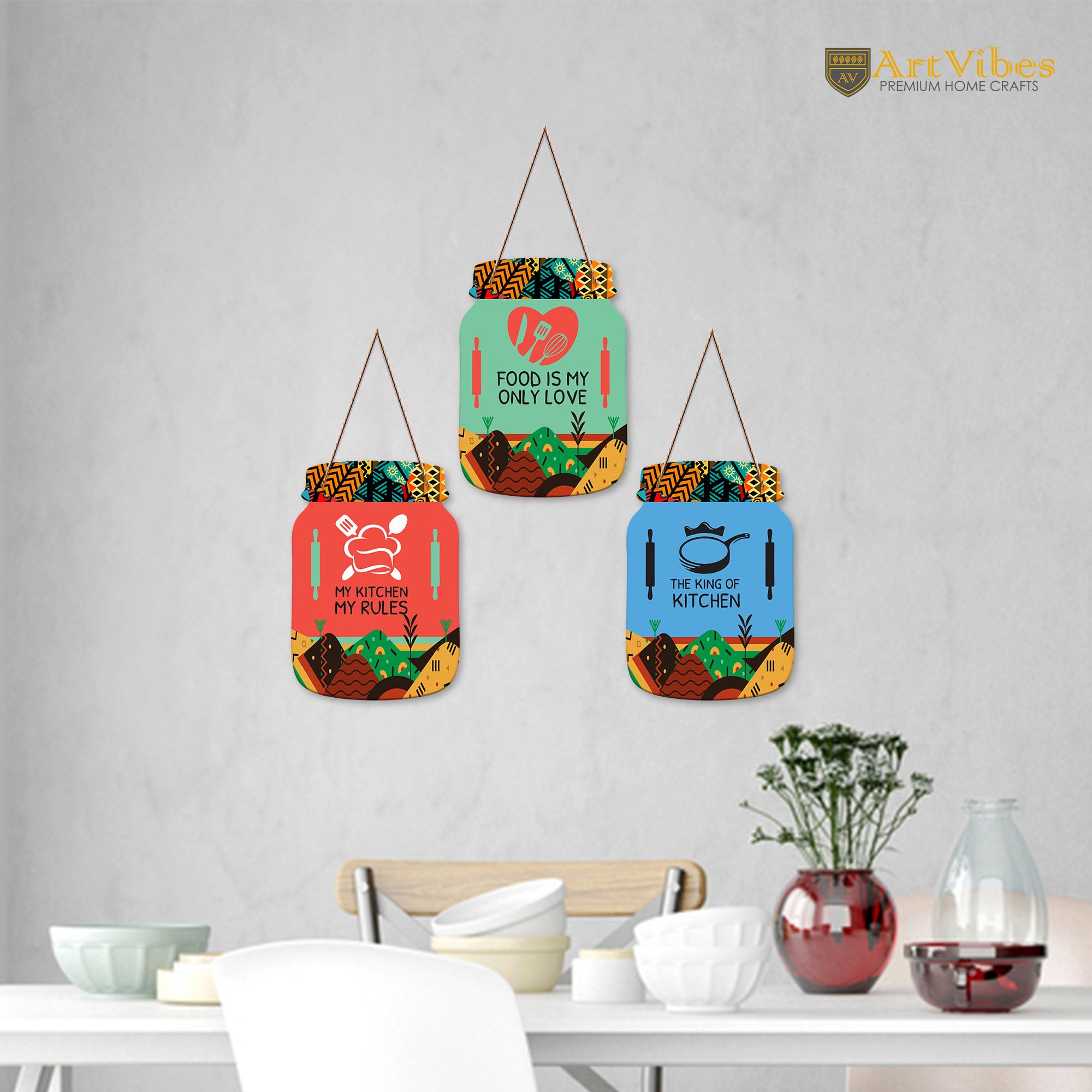 Artvibes The King of Kitchen Quotes Wall Hanger for Home Decor | Gifts | Wall Art | Decoration Wooden Hanging Items | Kitchen Wood Design | Quotes Decor Items | Decorative Artworks (WH_8921N)