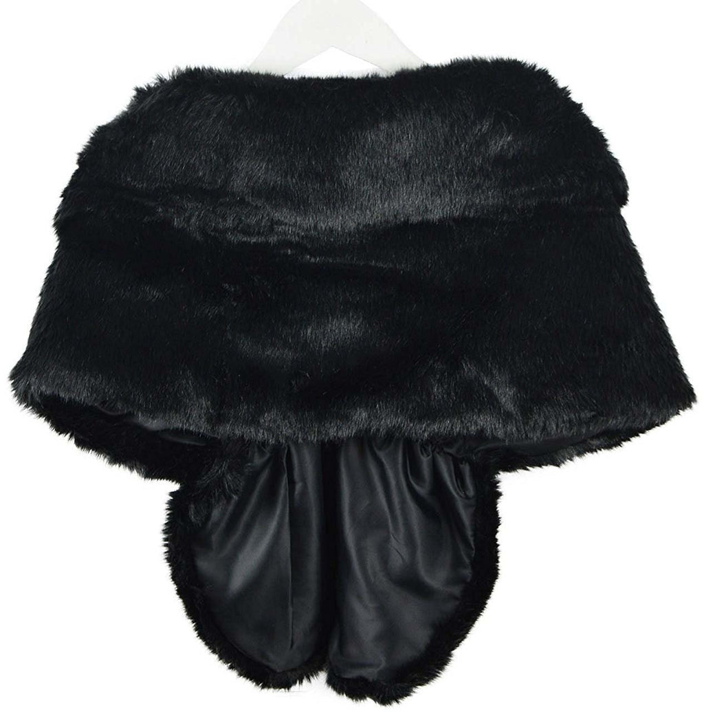RoRoDox Warm Faux Fur Wedding Shawl Perfect for Wedding/party/show (Black Medium Size)