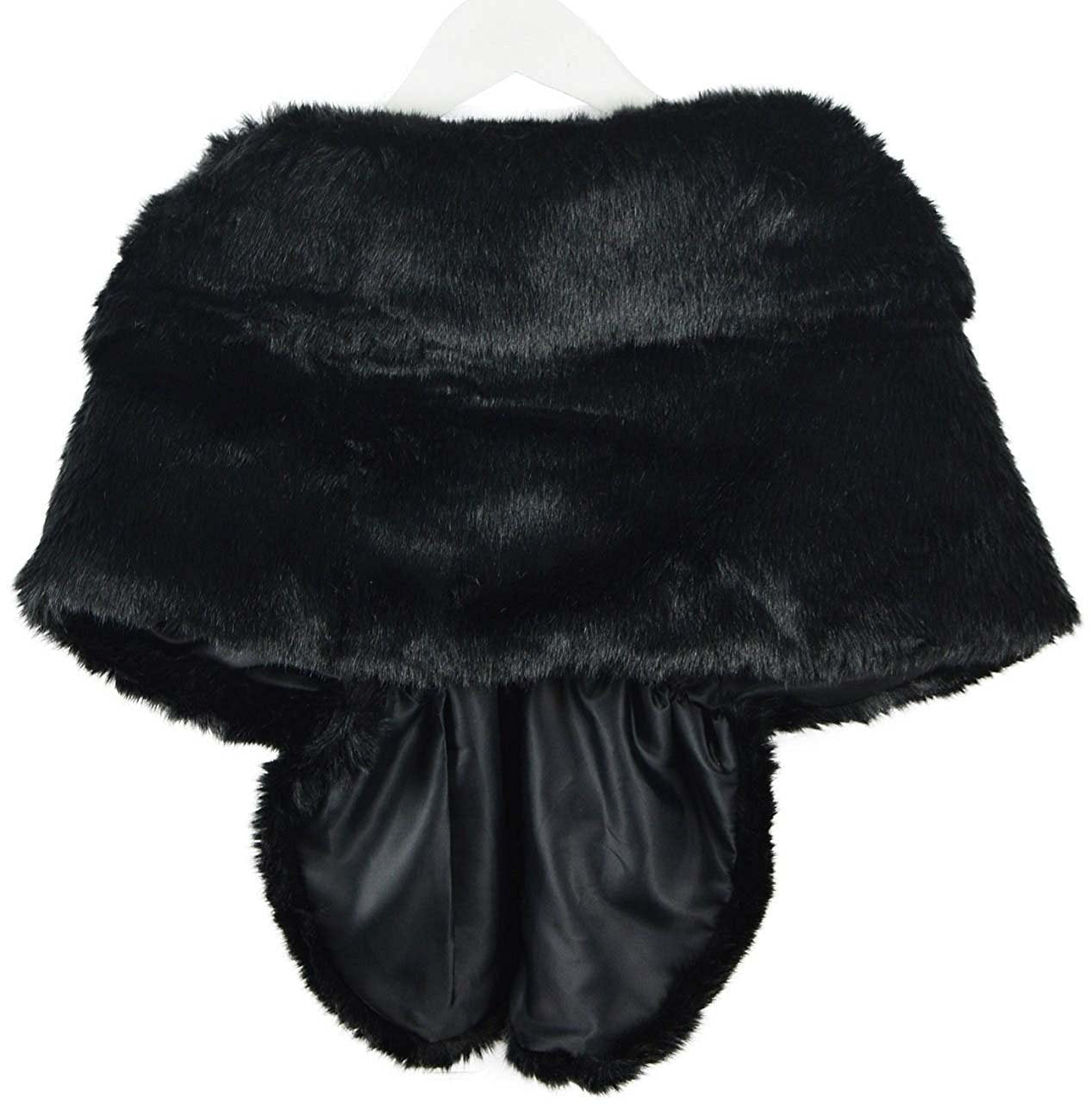 RoRoDox Warm Faux Fur Wedding Shawl Perfect for Wedding/party/show (Black Medium Size)