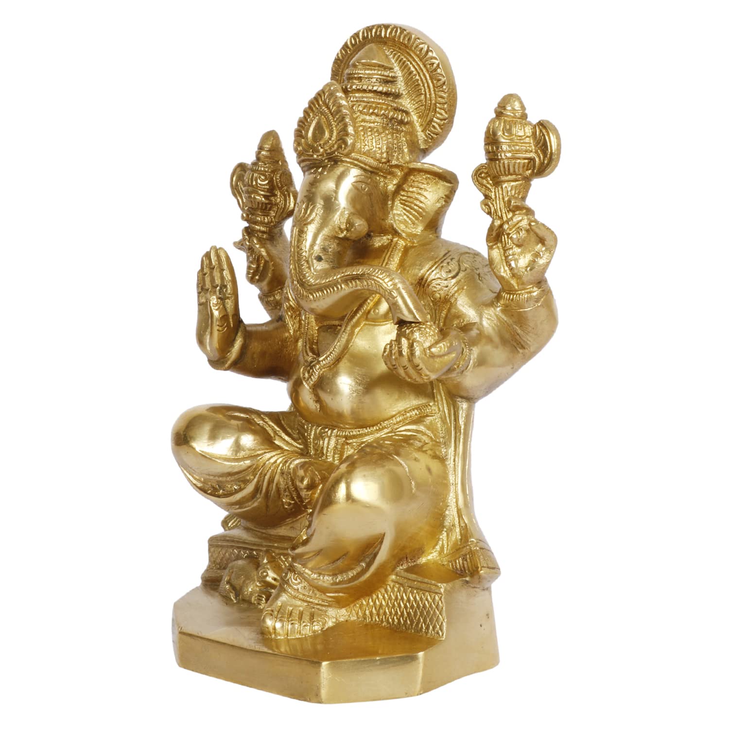 ARTVARKO Ganesh Bhagwan Brass Idol Ganesha Statue Ganpati Murti for Home Entrance Decor Temple Puja Gift Height 8 Inch