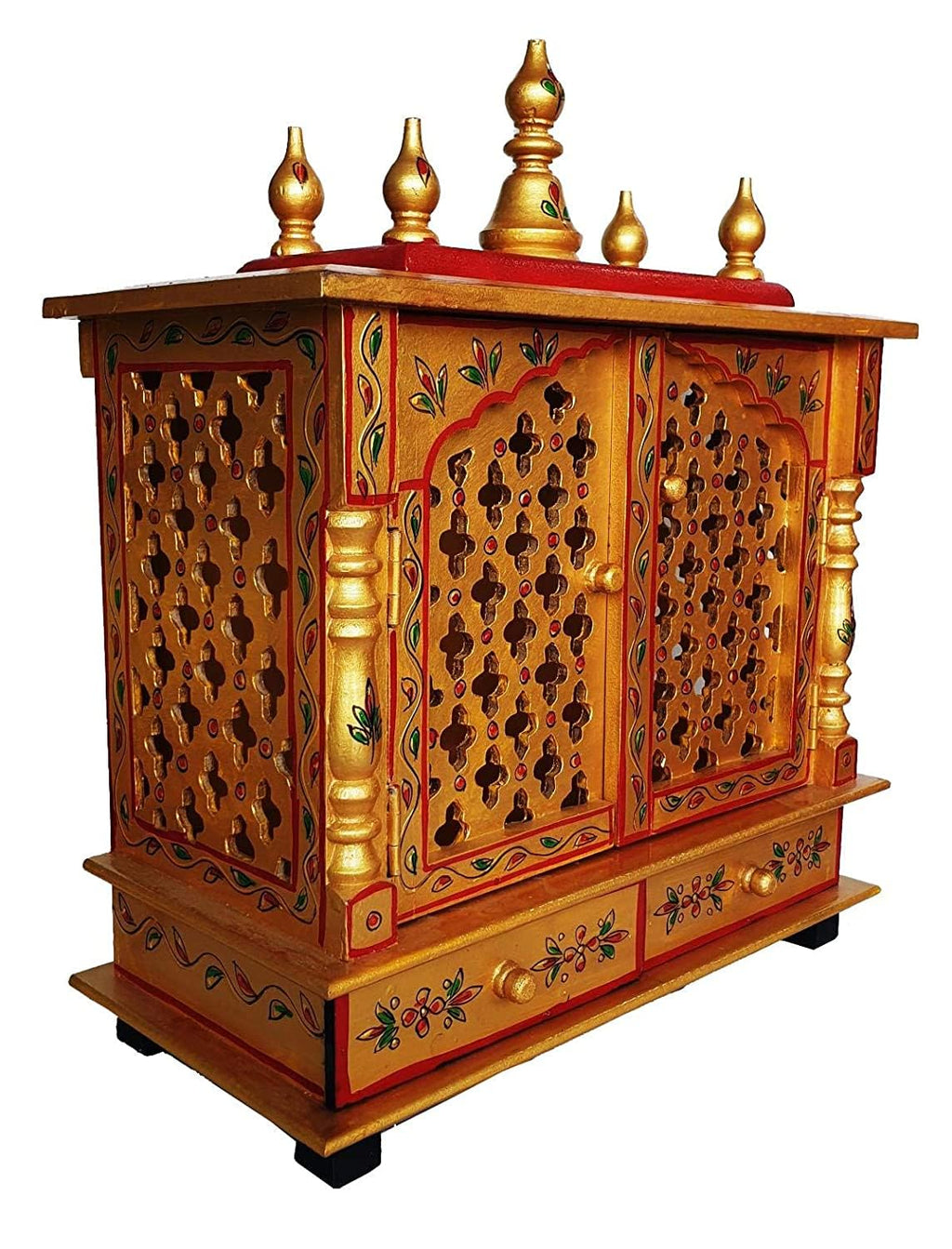 Wood To Cart Beautiful Wooden Temple/Pooja Mandir for Home and Office/Wall Mounted Temple/Puja Stand(Multicolor - 18x9x22 inches)