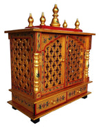 Wood To Cart Beautiful Wooden Temple/Pooja Mandir for Home and Office/Wall Mounted Temple/Puja Stand(Multicolor - 18x9x22 inches)