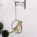 KridayKraft Prince Home Decor & Gifts Hanging Parrot Showpiece – White Metal Decorative Bird with Green Accents & Chain for Home Décor, Balcony (24 x 7.5 x 21 cm, 910 g, 50 cm, Silver)