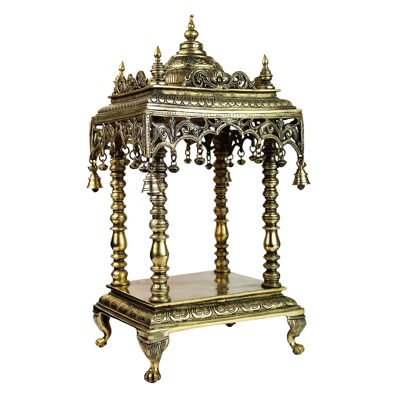 ARTVARKO Handcrafted Full Brass Temple Pooja Mandir for Living Room Pooja Decoration Religious Home Decor 21 Inches