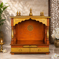Home and Bazaar Wooden Temple Rajasthani Ethnic Handcrafted Mandir, Pooja Ghar Mandapam - 18x12x24 Inch Brown | Traditional Wood Pooja Mandir Hindu Temple for Home Décor Mandapam
