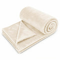 CB HOME Super-Soft All Season Fleece Double Blanket Cozy Comfort Fleece Blanket Ultra-Soft Fluffy & Warm, 90 X 90 Inches (Cream) Kafalo