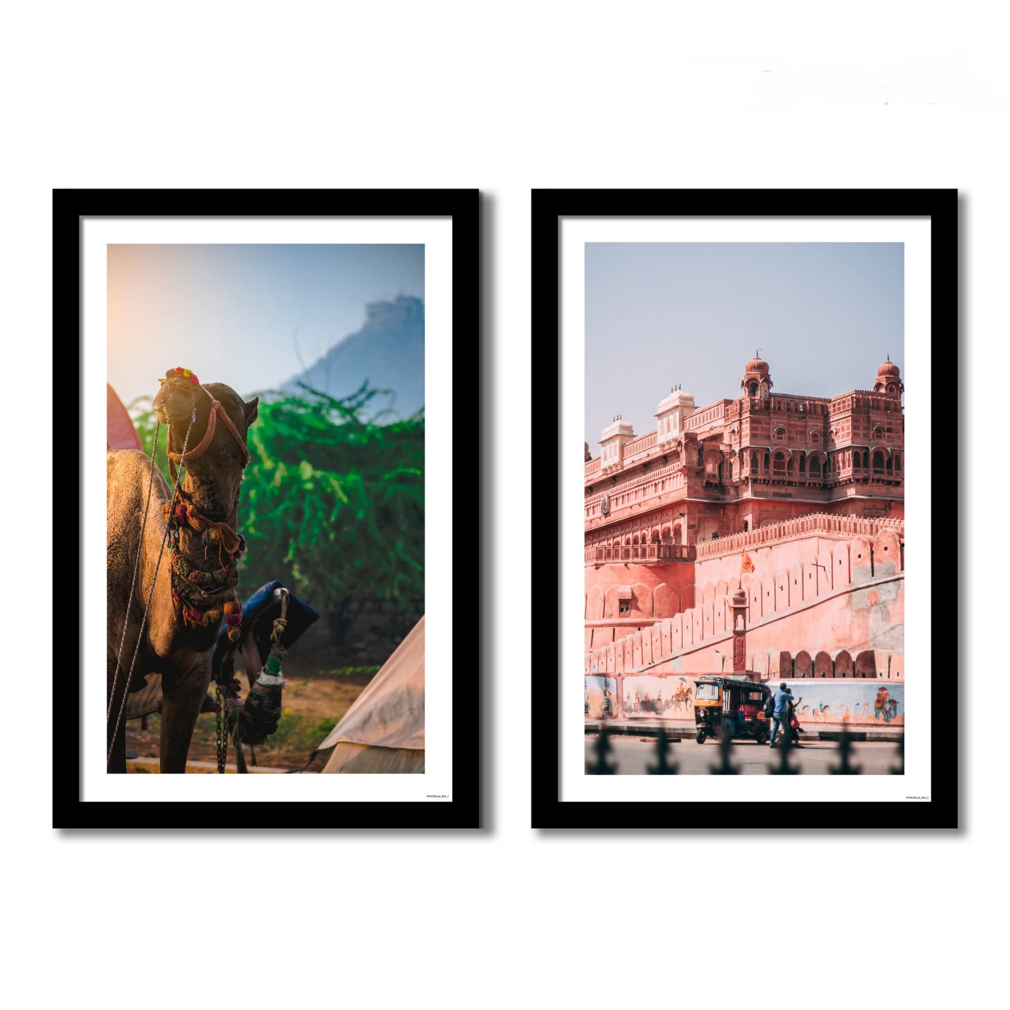 VIBECRAFTS Junagarh Fort and Camel of Rajasthan Quality Frame Painting of 2 Pieces Wooden Frame For Home, Office Decorative Gift Item(25 inch x 18 inch)(PFVC2Pcs2_904)