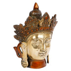 ARTVARKO Brass Crown Buddha Head Tibetan Buddhist Deity Face for Home Décor Showpiece 7.5 Inches Height