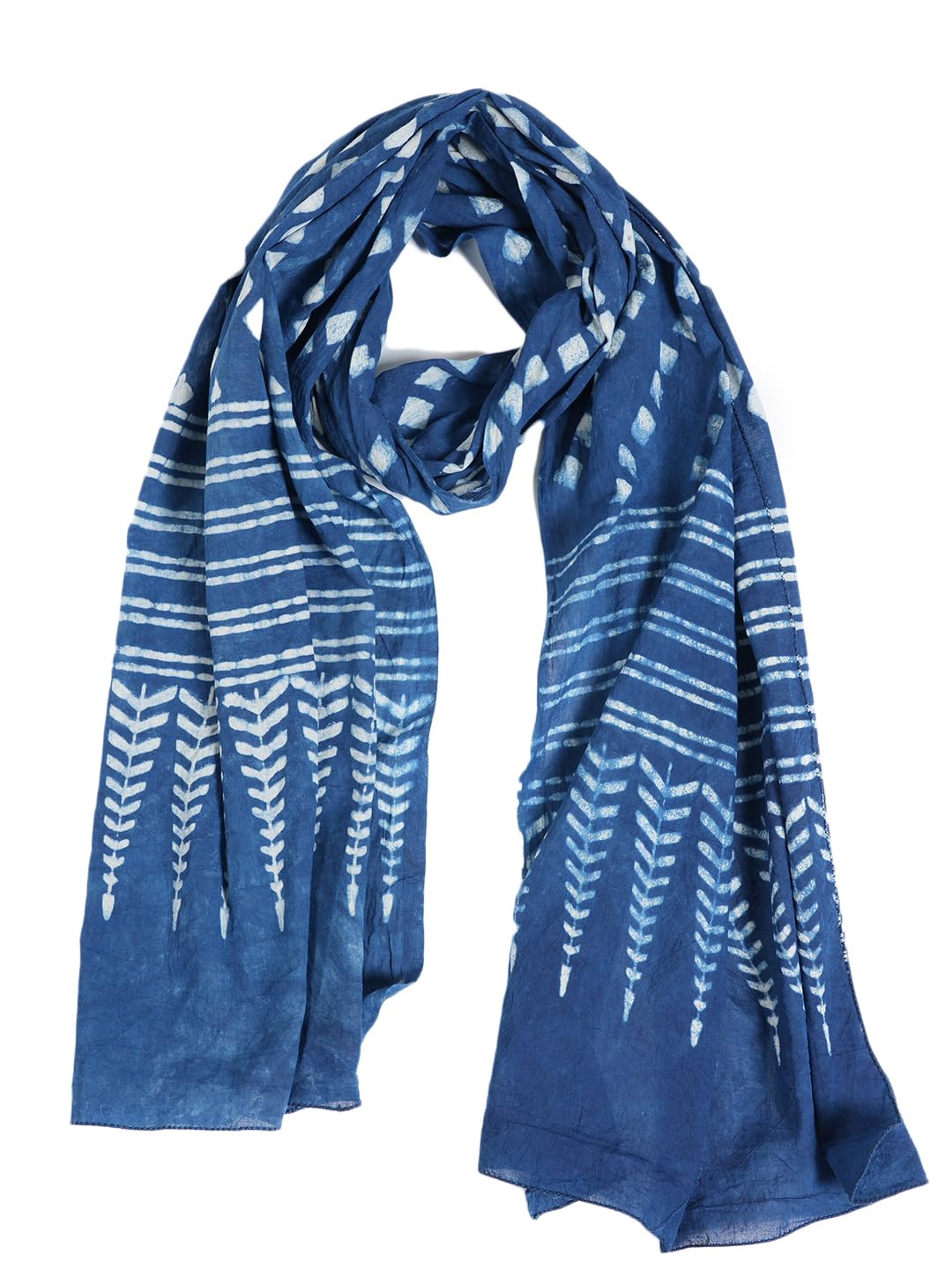 Gutthi Women's Cotton Stoles | Scarf Lightweight & Comfortable for All Seasons, Size (100X180 CM) (Blue)
