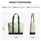 DailyObjects Ivory-Forest Green Field Tote Bag |Canvas Tote Shoulder Bag Fits upto 14 Laptop for Women and Men Work & Daily Use |Handcrafted from premium cotton canvas perfect for Work & Daily Use