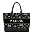 MADRIN Women’s Tote Bag for Office & Daily Use, Ethnic Printed Handbag with Premium Handles, Spacious Shoulder Bag for Women (1, Black)