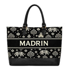 MADRIN Women’s Tote Bag for Office & Daily Use, Ethnic Printed Handbag with Premium Handles, Spacious Shoulder Bag for Women (1, Black)