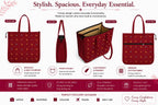 Vaishnavi Creations Solapur | Embroidered Cotton Tote Bag for Women | Spacious Handbag | Eco-Friendly Shoulder Bag for Office, Shopping & Daily Use | Maroon