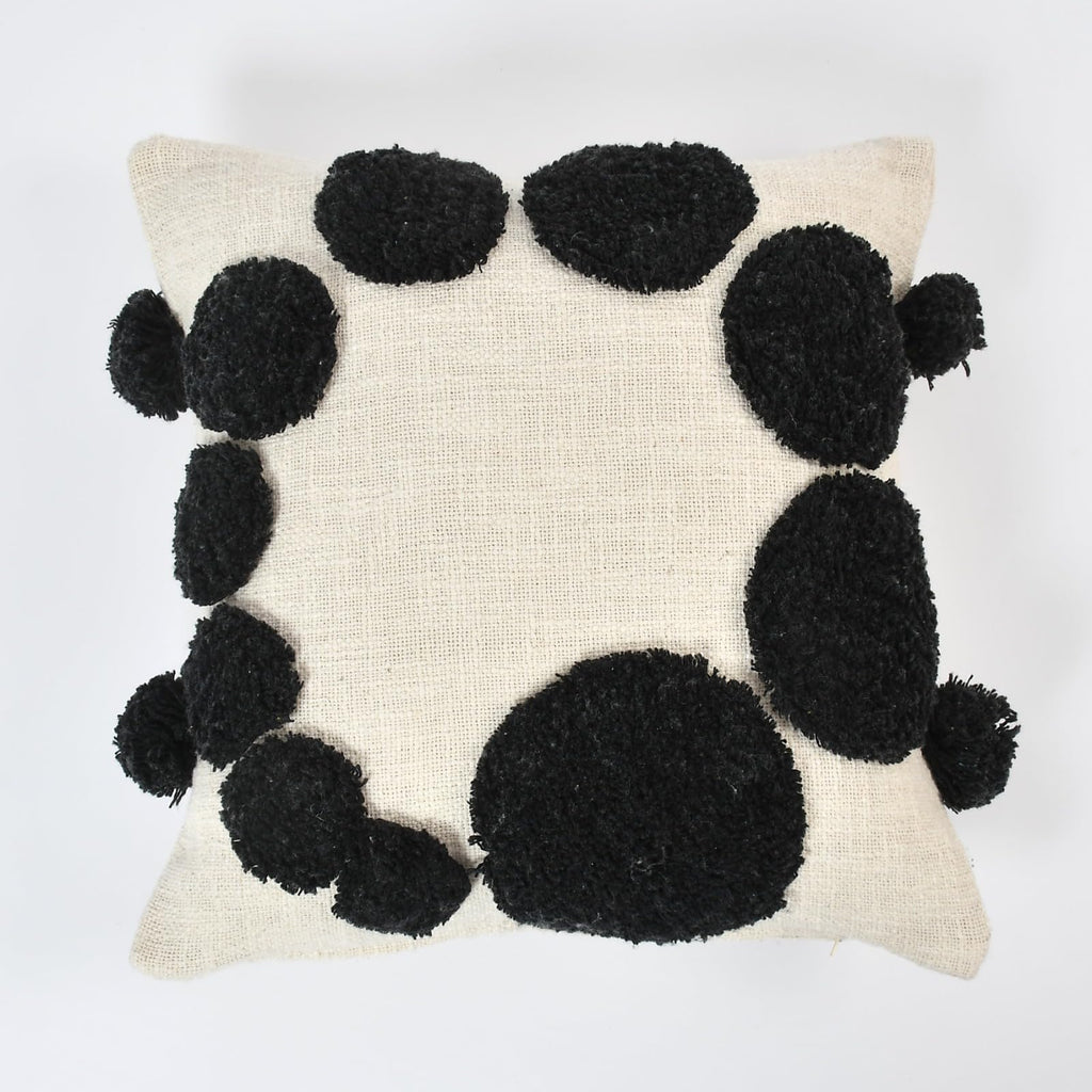 Furnistitchs Premium Decorative Throw Cushion Pillow Cover Boho Home Decor - Living Room Bedroom Couch Sofa Cushion Covers 16 inch x 16 inch (2, Black Circles)
