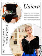 Aukmla Aukmla Wedding Black Faux Fur Wraps and Shawls Wedding Bridal Stoles Scarf for Brides and Bridesmaids