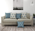 Trance Home Linen Set of 5 Premium 100% Cotton 24x24 inch Cushion Covers Only for Sofa and Diwan | Throw Pillow/Small Cushion Pillow Covers Only (24x24 inch | 60cmx60cm, Dori & Damask Blue) – Set of 5