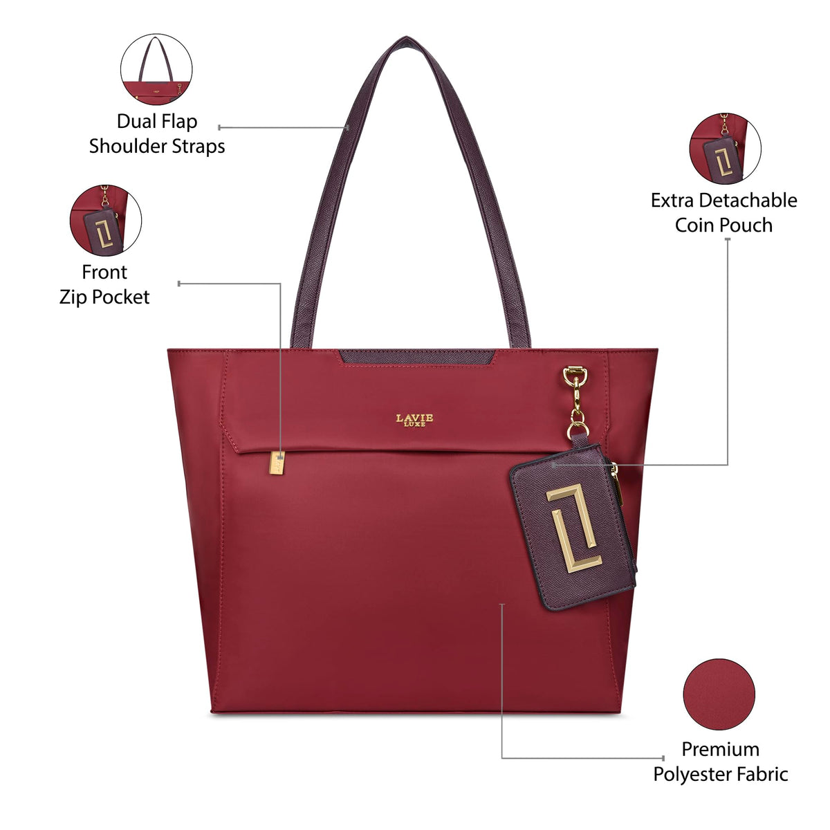 Lavie Luxe Women's Zumi Large Tote Bag | Tote Bag for Work | Ladies purse | Stylish Shoulder Bag | Gift for Women