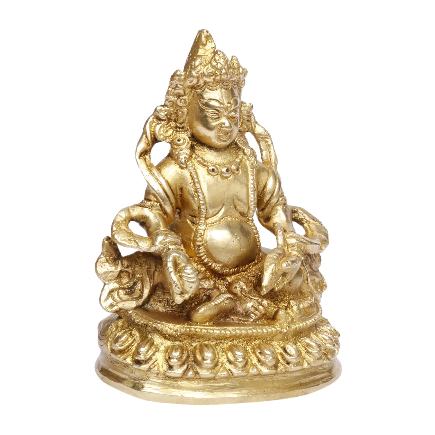 ARTVARKO Brass Lord Kuber Idol 6 Inch | Kubera Sitting Blessing Murti for Pooja Room, Home Temple, Locker, Tijori & Office | Brass Statue for Wealth, Prosperity, Business, Meditation & Home Décor