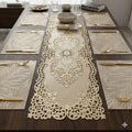 Placemat Set with Table Runner Combo for Dining Table Home Kitchen Everyday Use Table Mat Set for Dining Decoration (Fern Table mat + roal Victoria Table Runner, Pack of 7 (6+1)) Kafalo