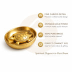 Yaa Catchy Brass Plated Turtle with Decorative Tray | Vastu Tortoise for Wealth & Good Luck | Feng Shui Lucky Turtle Idol for Home, Office & Pooja | Golden Decor Gift Item (Turtle with Round Bowl)