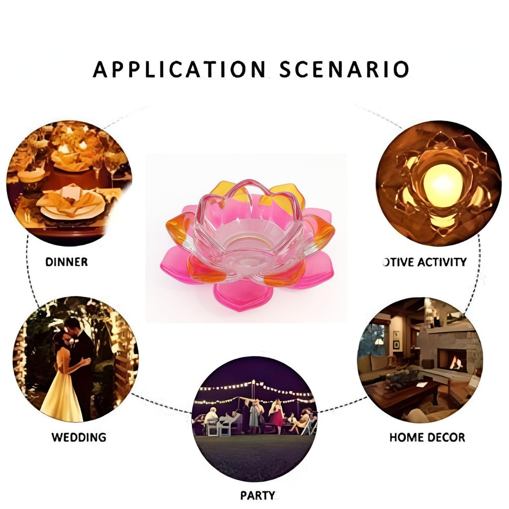 SHIKSHA PATRI Elegant Crystal Lotus Flower Tealight Holder – Premium Glass Candle Stand for Diwali, Christmas, Weddings & Home Decoration(Pack of 1) (Pink)