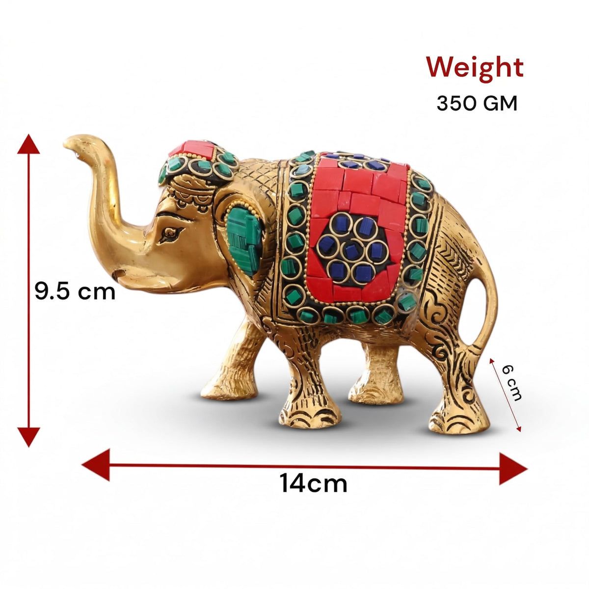 KridayKraft Metal Elephant Medium Size with Stone Work for Showpiece Enhance Your Home,Office & Table and Gift for Have House Warming Anniversaries, Birthday..