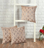 DECOMIZER Jacquard Geomteric Cushion Covers 16 inch x 16 inch Set of 3 Ethnic Motifs Cushion Covers,Design- Plus,Color- Beige