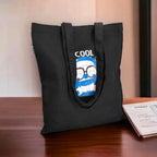 DANIOO DON'T WORRY WE CARRY Canvas Tote Bags for Women, Multipurpose Handbags for women with Zipper and Pocket for Travel, Shopping Bag | Hand Bag | College Tote Bags (Black & Blue)