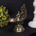 Artvarko Traditional Peacock Brass Diya Oil Lamp Arti Deepam for Home Temple 7 Inch