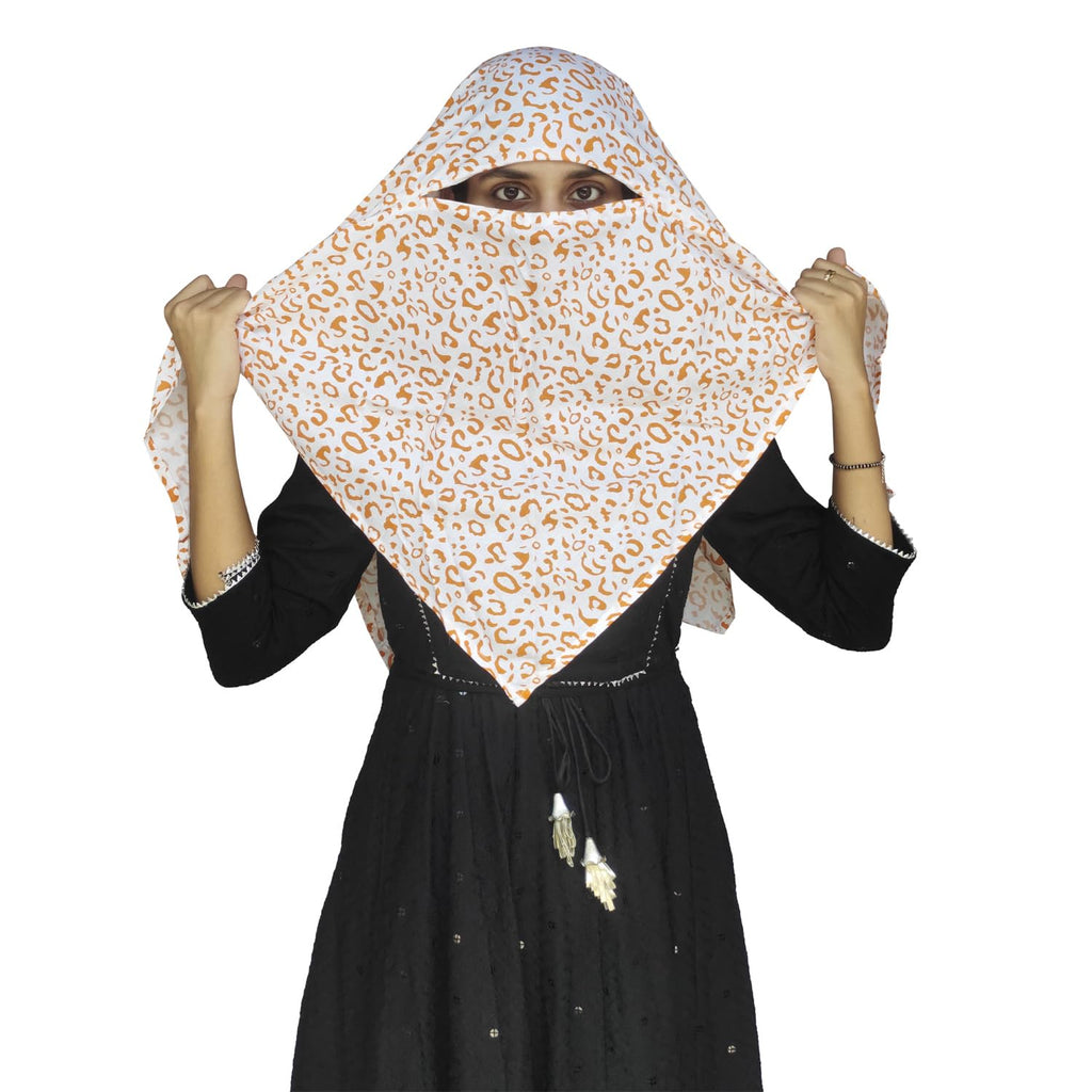 Switchon Rayon Anti Pollution Full face Mill Dye Scarf UV Sun Rays Protection Hijab scarf for women and Girls (Off_white_Brown)