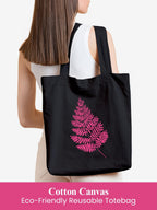 DOODLE Womens Eco-Friendly Reusable Cotton Canvas Tote Bag With Outer & Inner Zip Pocket |Travel, Shopping, College & Office Bag (Pink Fern)