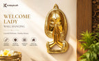 KridayKraft Aluminium Welcome Namaste Lady Door Metal Wall Hanging Decorative Showpiece for Home Wall Decor, House Warming Gift