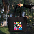 TSANTA U Shaped Canvas Tote Bag, 35.56x33.02 cm with 10.8 cm Gusset, Cotton, Zipper Closure, Laptop Compartment (Spring)